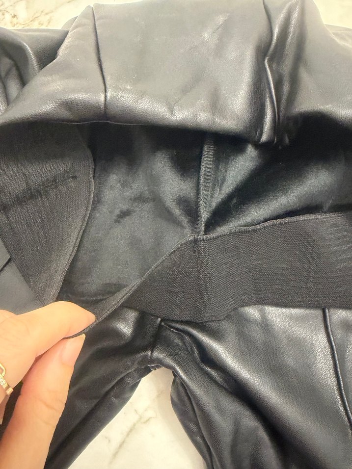 Siyah deri tayt pantolon XS - Görsel 5