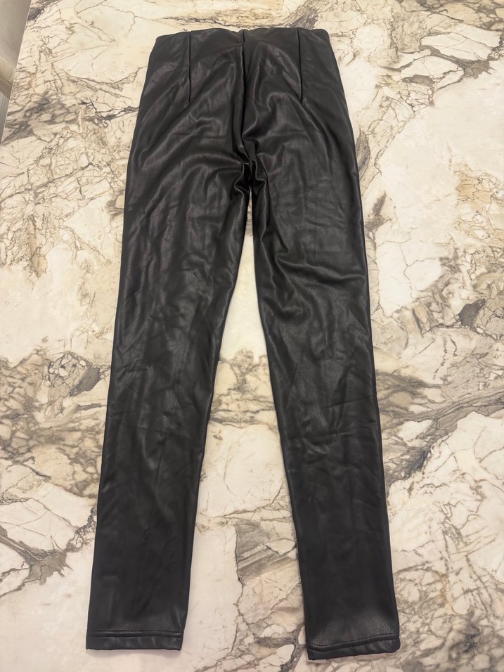 Siyah deri tayt pantolon XS - Görsel 4