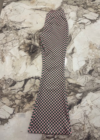 Dama desenli İspanyol paça kumaş tayt S beden - Görsel 2