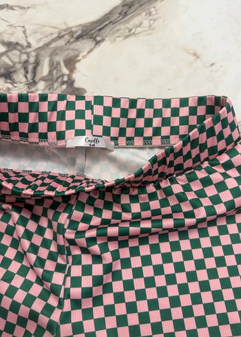 Dama desenli İspanyol paça kumaş tayt S beden - Görsel 5