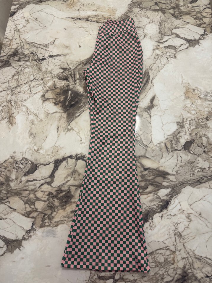 Dama desenli İspanyol paça kumaş tayt S beden - Görsel 2