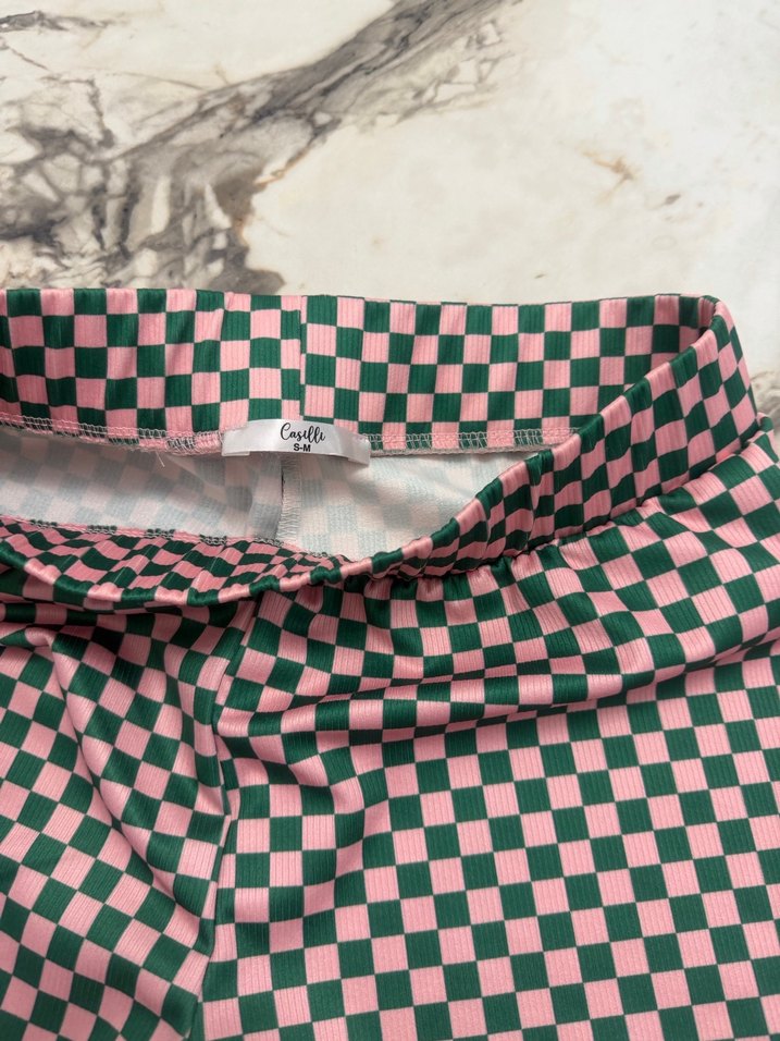 Dama desenli İspanyol paça kumaş tayt S beden - Görsel 5