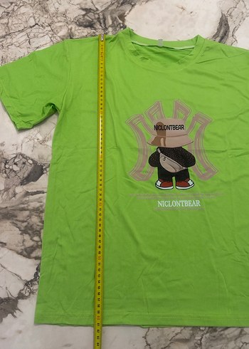 Yeşil M beden penye tişört NICLONTBEAR - Görsel 6
