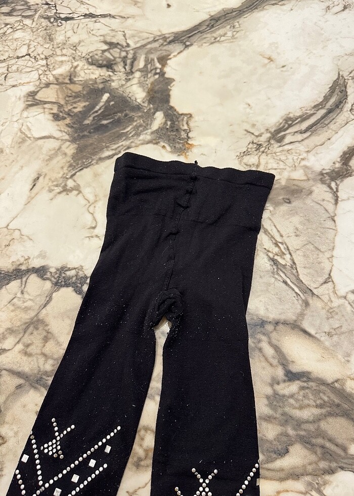 Taş boncuk işlemeli tayt kilotlu çorap siyah 5 6 7 yaş uyumlu - Görsel 4
