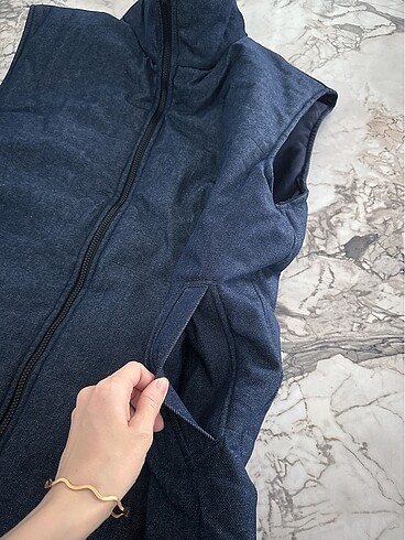 Büyük beden kot kumaş kışlık yelek XL XXL - Görsel 3