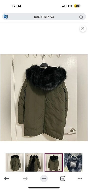 l Beden haki Renk Zara Orijinal Mont