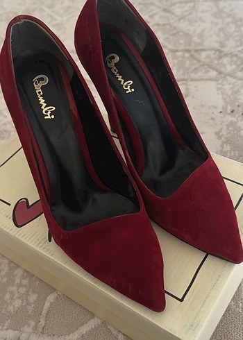 Bordo Süet Stiletto Topuklu Kadın Ayakkabı