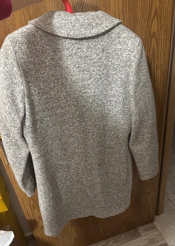 Gri Düğmeli Klasik Kadın Kaşe Kaban - Görsel 3