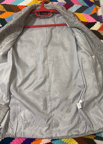 Gri Düğmeli Klasik Kadın Kaşe Kaban - Görsel 7