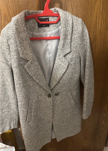 Gri Düğmeli Klasik Kadın Kaşe Kaban - Görsel 2