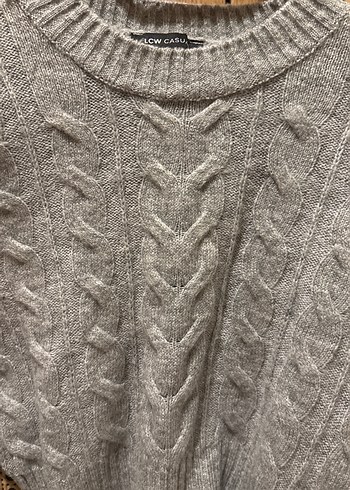 Gri Örgü Kadın Crop Kazak - Görsel 2