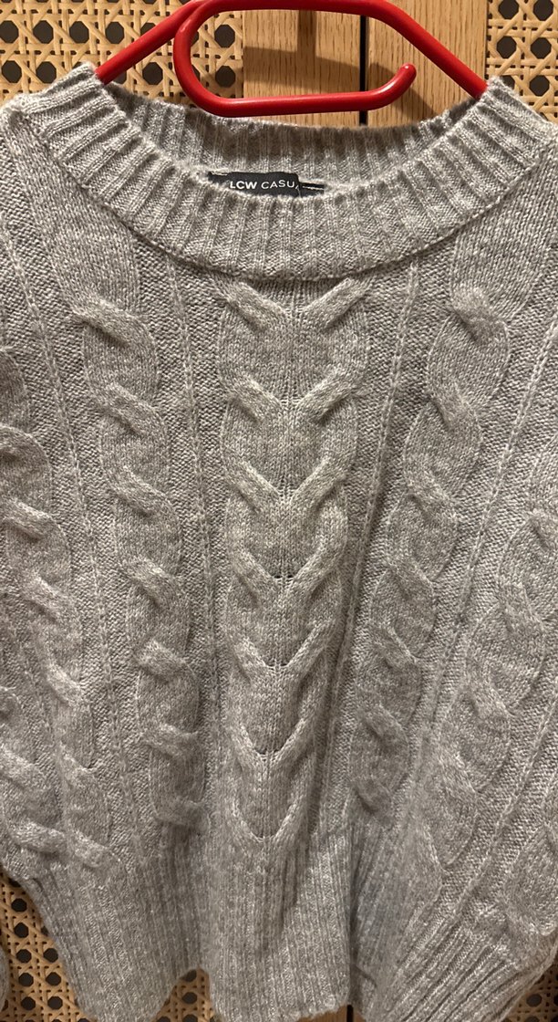 Gri Örgü Kadın Crop Kazak - Görsel 2