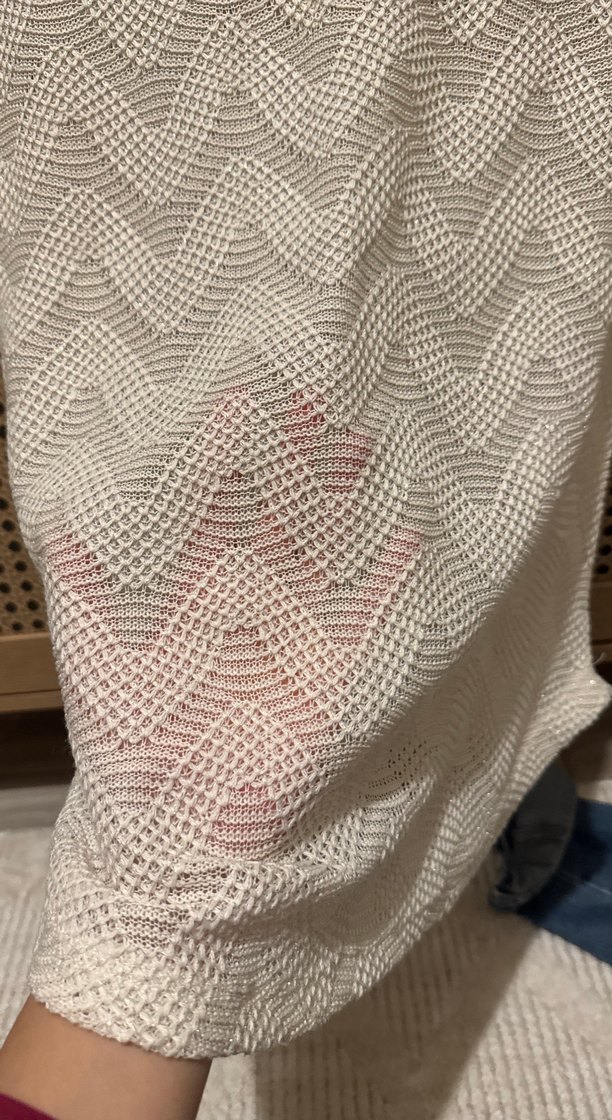 Ekru Örme Kısa Kollu Kadın Bluz - Görsel 4