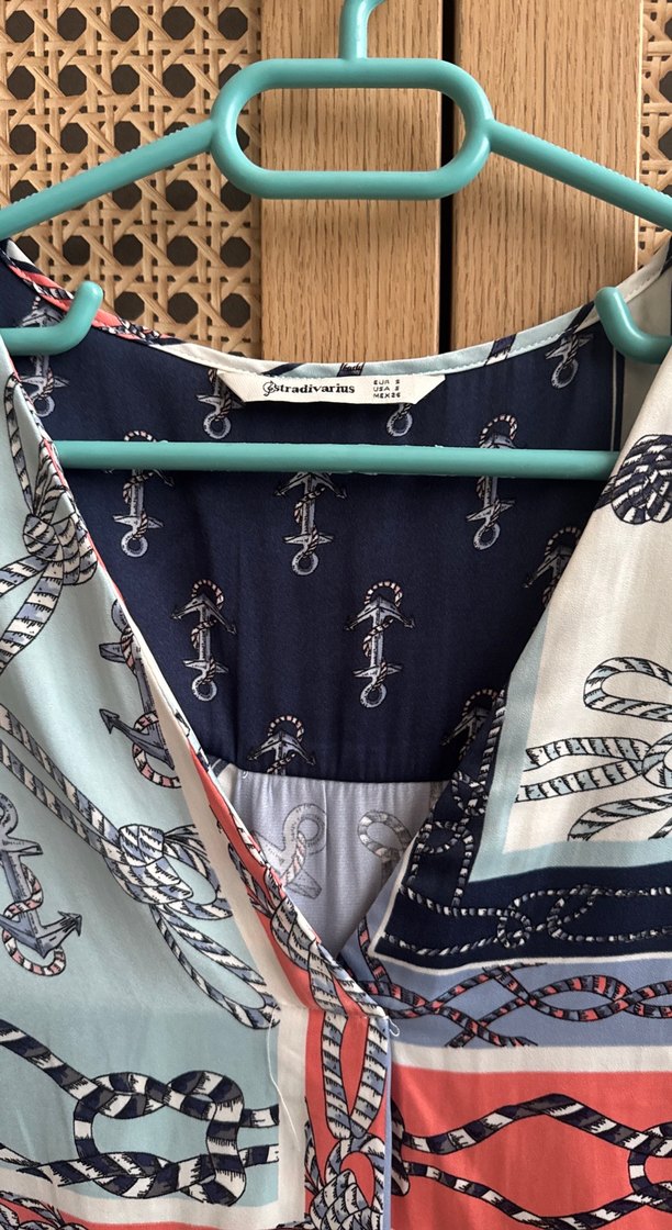 Uzun Kollu Bohem Desenli V Yaka Bluz - Görsel 2