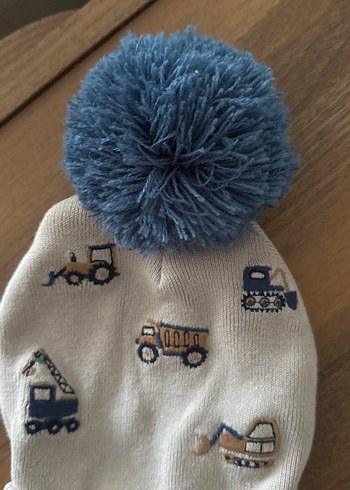 0-3 Ay Nakışlı Erkek Çocuk Gri Örgü Bere - Görsel 3