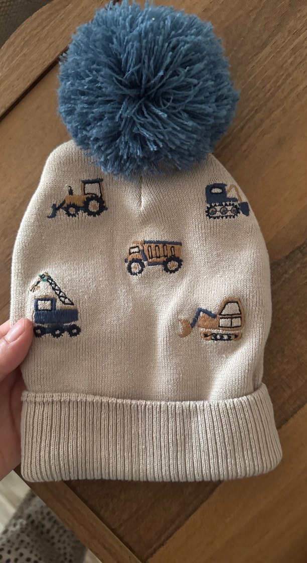 0-3 Ay Nakışlı Erkek Çocuk Gri Örgü Bere - Görsel 4