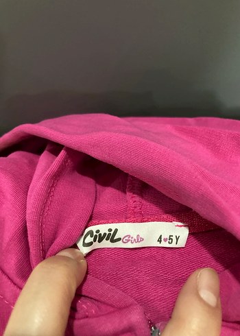 Kız Çocuk Fermuarlı Pembe Sweatshirt - Görsel 2