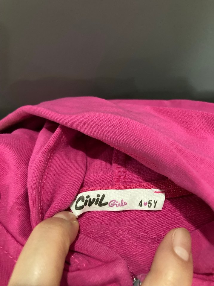 Kız Çocuk Fermuarlı Pembe Sweatshirt - Görsel 2