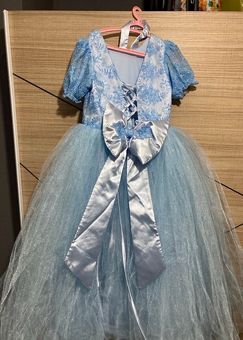 Mavi Dantel Detaylı Kısa Kollu Çocuk Elbisesi - Görsel 3