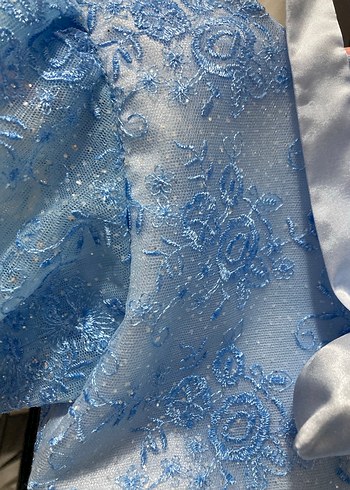 Mavi Dantel Detaylı Kısa Kollu Çocuk Elbisesi - Görsel 4