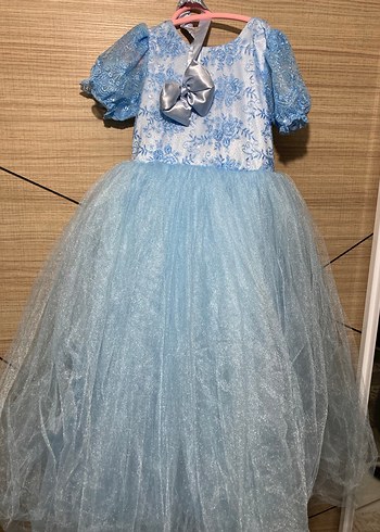 Mavi Dantel Detaylı Kısa Kollu Çocuk Elbisesi - Görsel 2