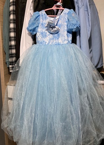 Mavi Dantel Detaylı Kısa Kollu Çocuk Elbisesi - Görsel 7