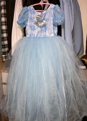 Mavi Dantel Detaylı Kısa Kollu Çocuk Elbisesi - Görsel 8