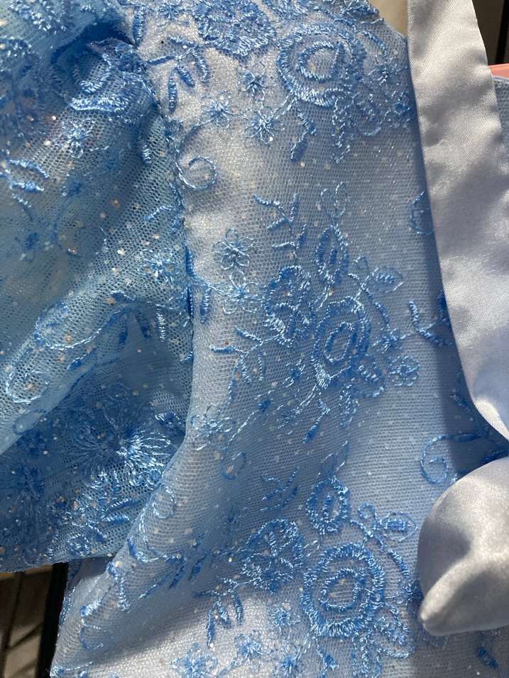 Mavi Dantel Detaylı Kısa Kollu Çocuk Elbisesi - Görsel 4