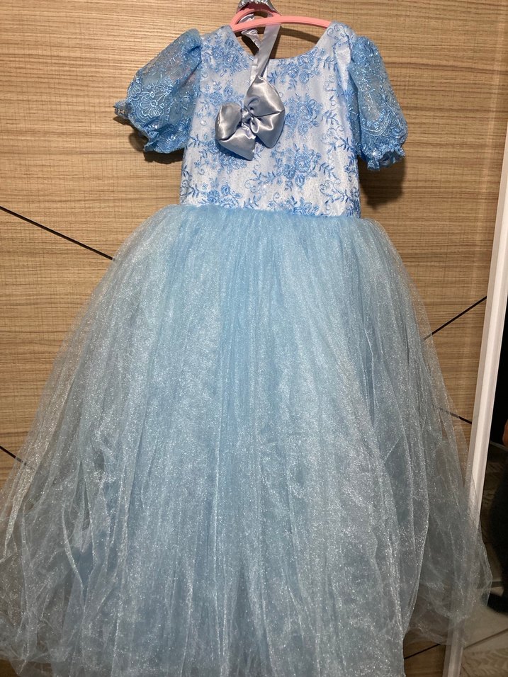 Mavi Dantel Detaylı Kısa Kollu Çocuk Elbisesi - Görsel 2