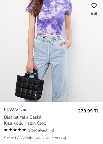 lc waikiki kadın Kısa Kollu Crop Tişört - Görsel 2