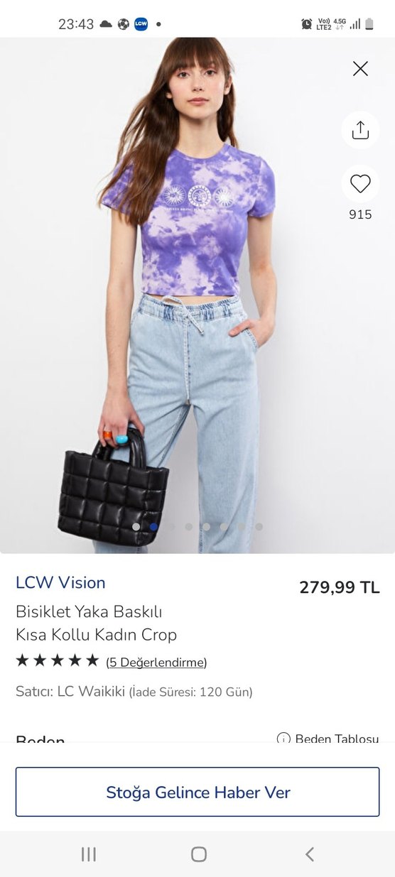 lc waikiki kadın Kısa Kollu Crop Tişört - Görsel 2