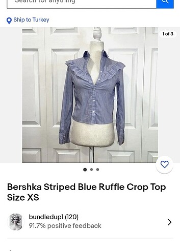 s Beden mavi Renk Bershka kadın kısa gömlek
