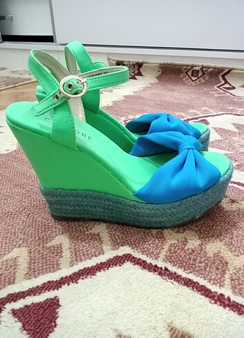 37 Beden çeşitli Renk Platform Dolgu Topuklu Ayakkabı