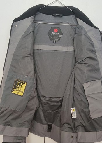 Gri Erkek Biker Mont, Fermuarlı, Uzun Kollu - Görsel 2