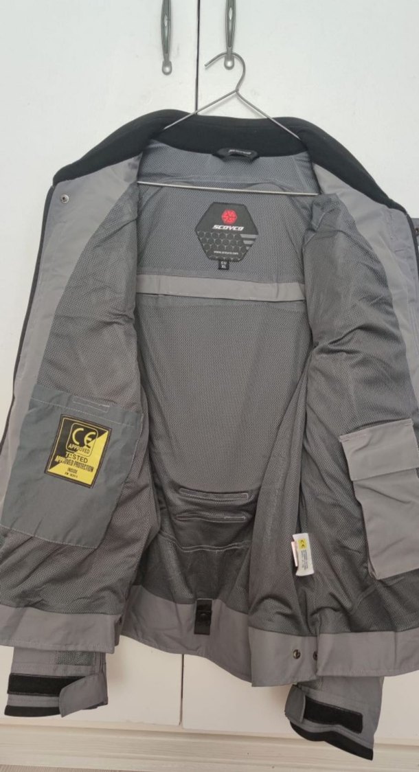 Gri Erkek Biker Mont, Fermuarlı, Uzun Kollu - Görsel 2