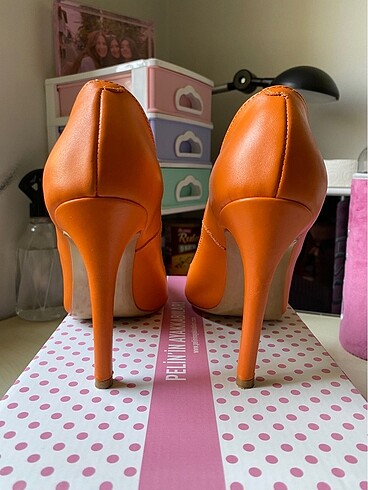 37 Beden turuncu Renk Turuncu Stiletto 10cm Topuklu