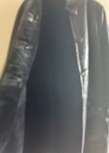 Kürk Detaylı Siyah Deri Midi Kadın Palto - Görsel 3