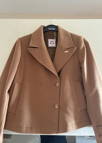 Bej Düğmeli Midi Kadın Klasik Kaban - Görsel 2