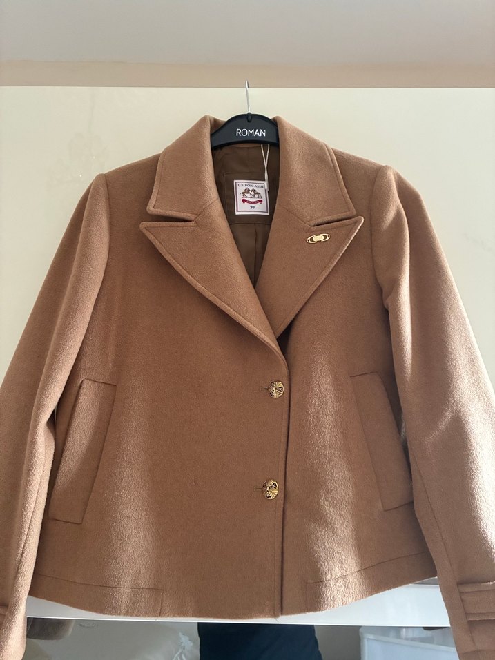 Bej Düğmeli Midi Kadın Klasik Kaban - Görsel 2