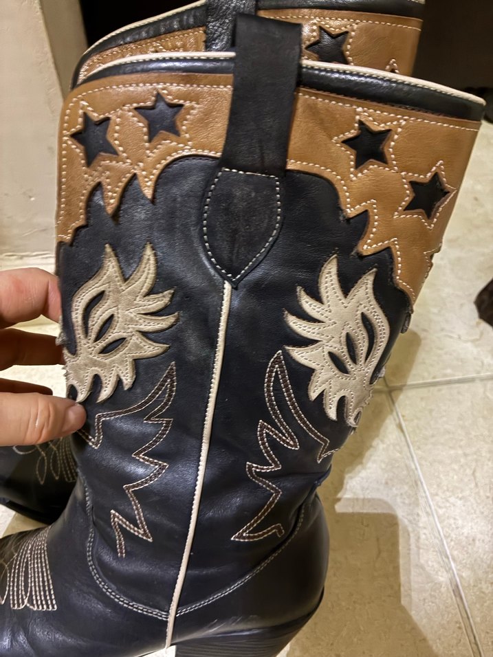 Kahverengi Nakışlı Kadın Deri kovboy çizmesi - Görsel 4