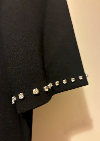 Taşlı  Siyah Midi Ofis Elbisesi - Görsel 5