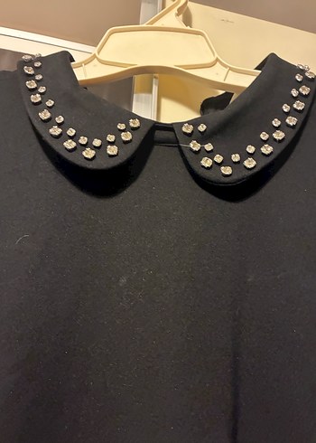 Taşlı  Siyah Midi Ofis Elbisesi - Görsel 4