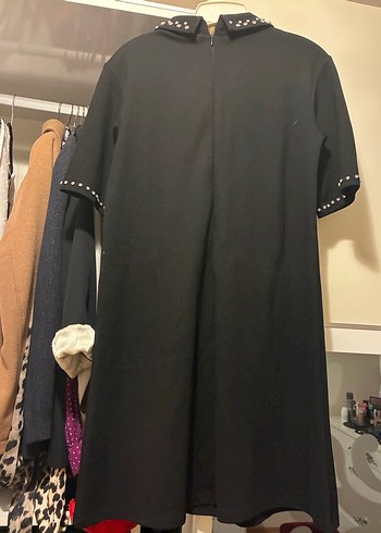 Taşlı  Siyah Midi Ofis Elbisesi - Görsel 2