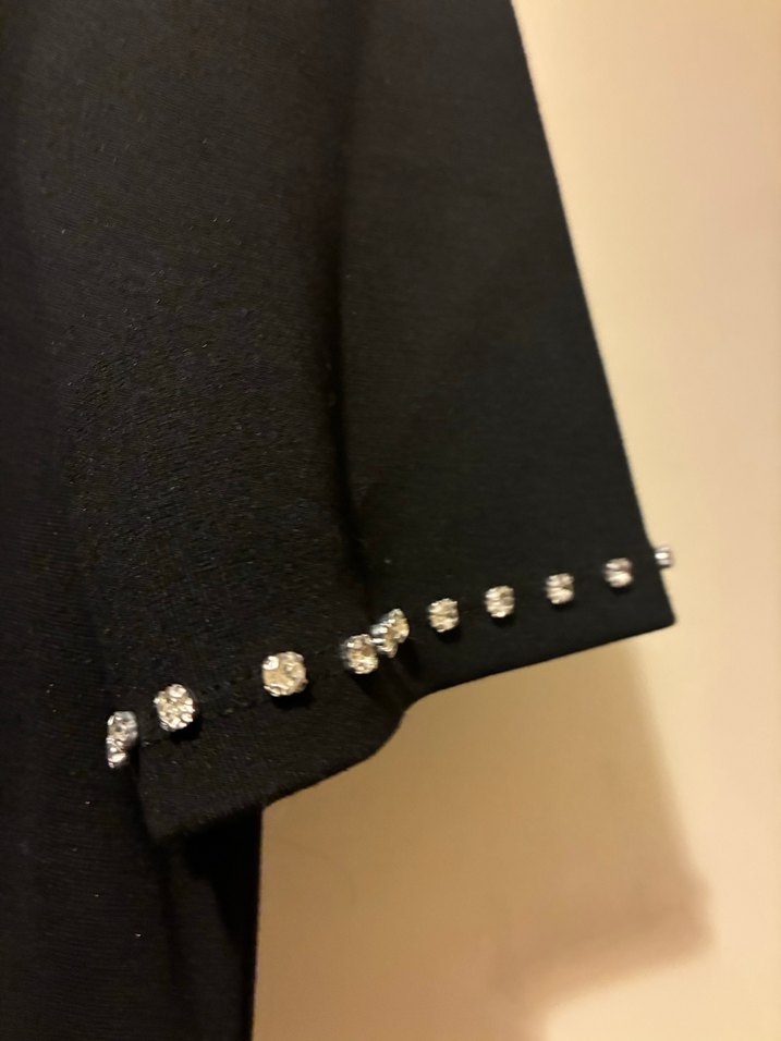 Taşlı  Siyah Midi Ofis Elbisesi - Görsel 5
