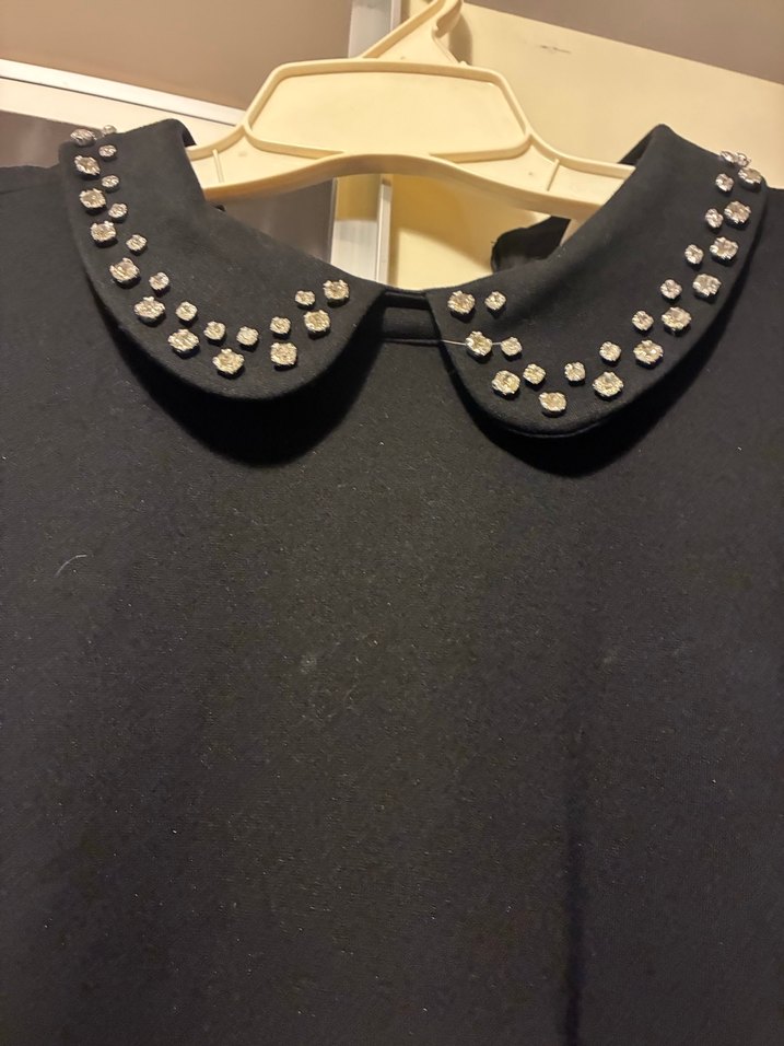 Taşlı  Siyah Midi Ofis Elbisesi - Görsel 4