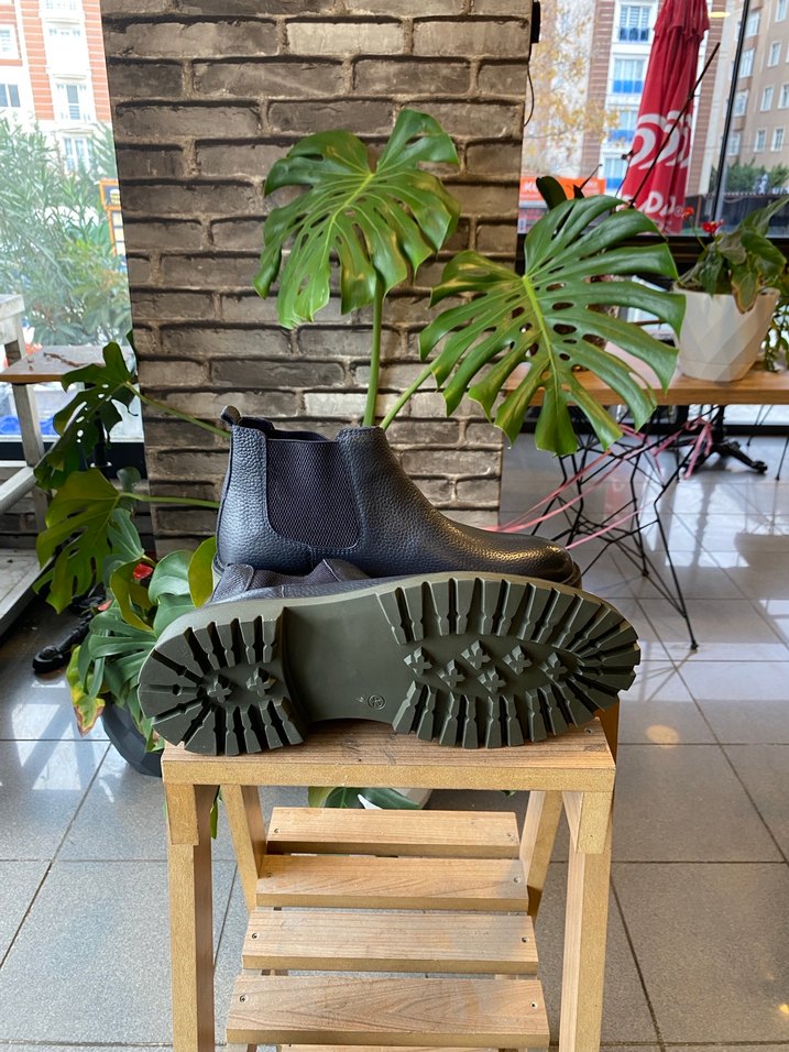 Lacivert Deri Erkek Bot - Görsel 3