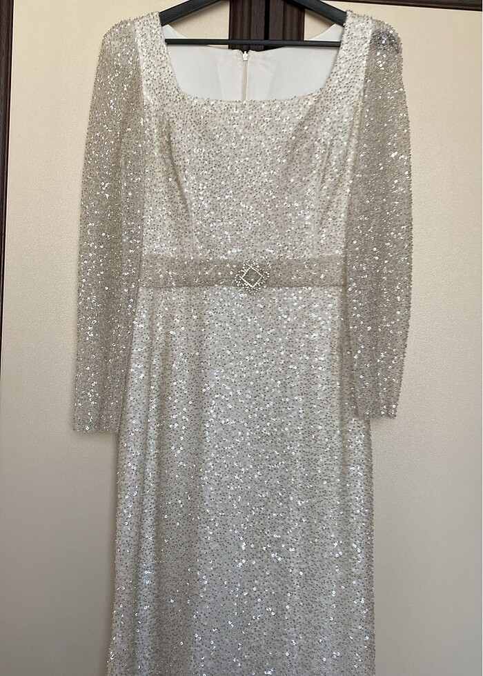 Vakko Beyaz Full Taşlı Nikah/Söz Elbisesi - Görsel 3