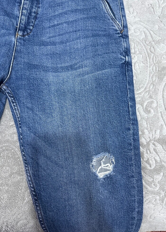 Zara Erkek Yırtık Kot Pantolon Mavi - Görsel 2
