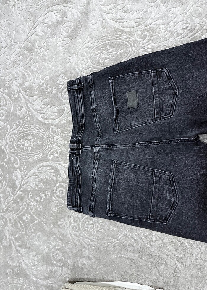 Zara Erkek Düz Pantolon/Jean Siyah - Görsel 4