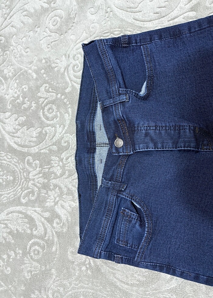 Erkek Mavi Düz Kot Pantolon - Görsel 2